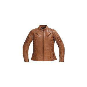 DIFI Marilyn chaqueta de cuero de la motocicleta de las señoras (marrón)